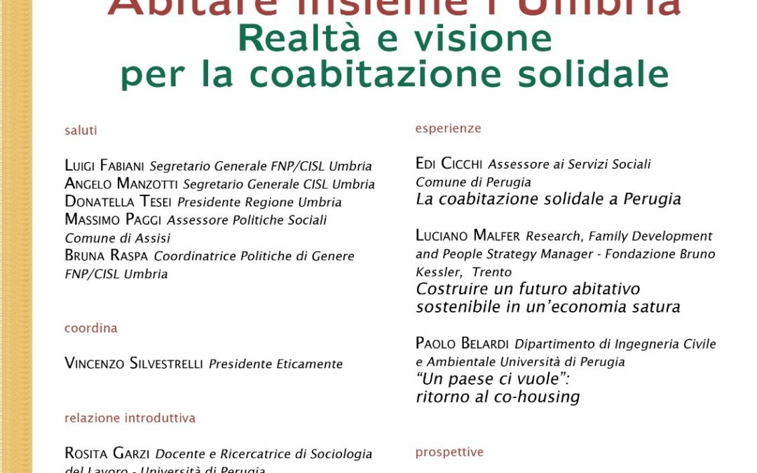 Realtà e visione per la coabitazione solidale in Umbria: meglio insieme che soli